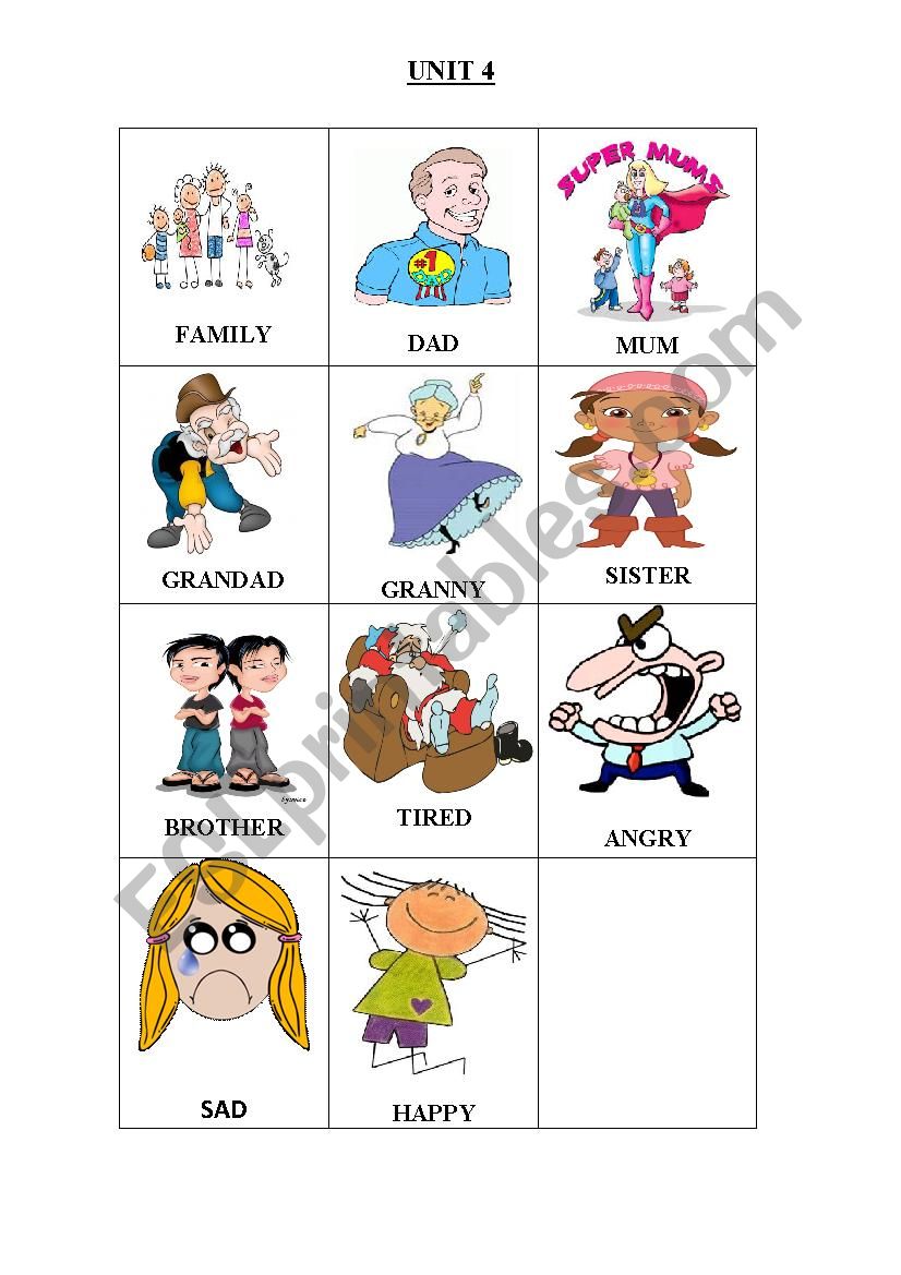 Family vocabulary worksheet