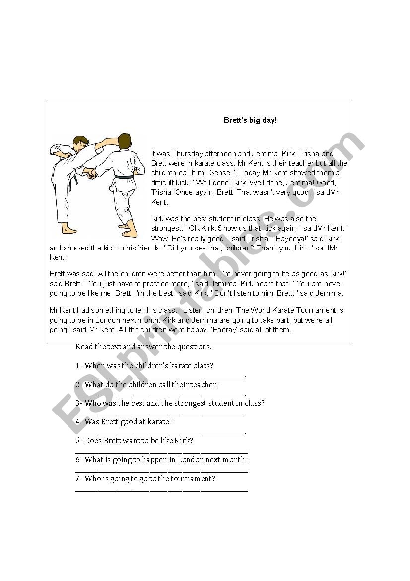 reading activity worksheet