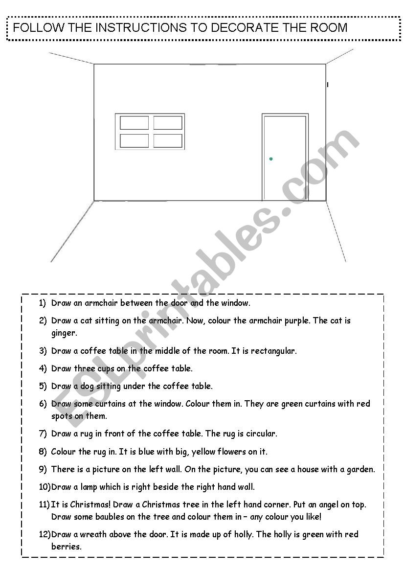 Decorate the Living Room worksheet