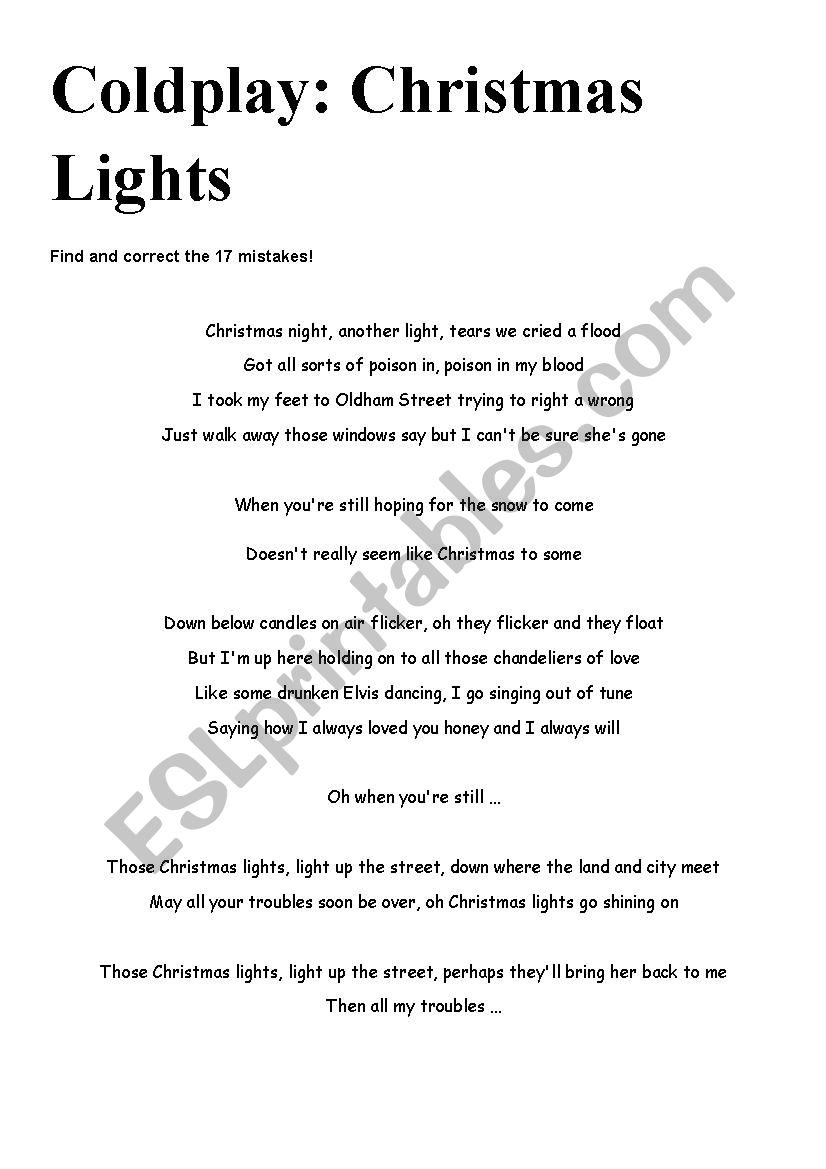 Song Christmas Lights by Coldplay