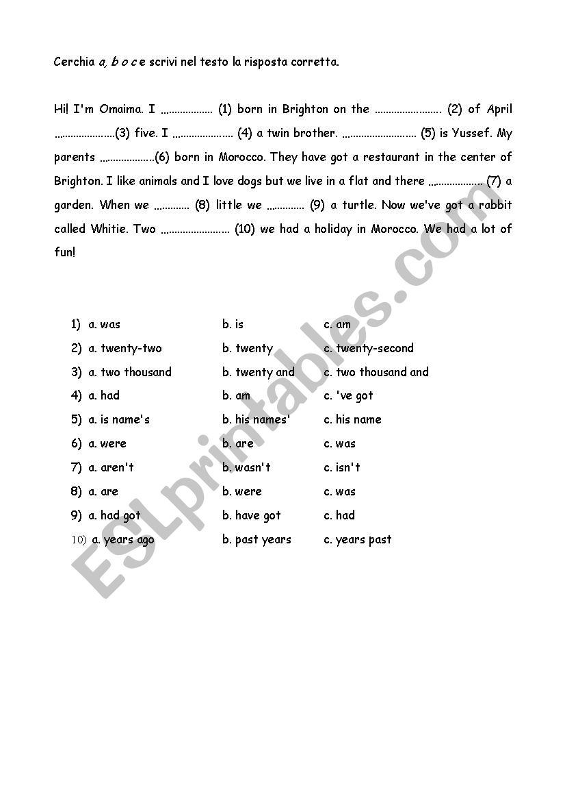 Reading  worksheet