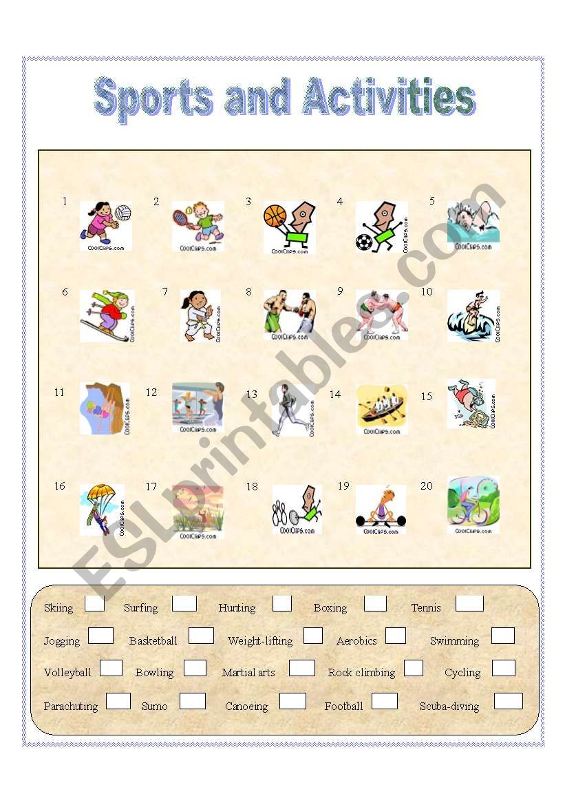 Sports and Activities worksheet