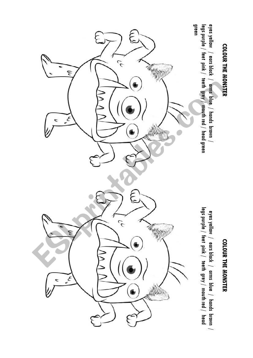colour the monster worksheet