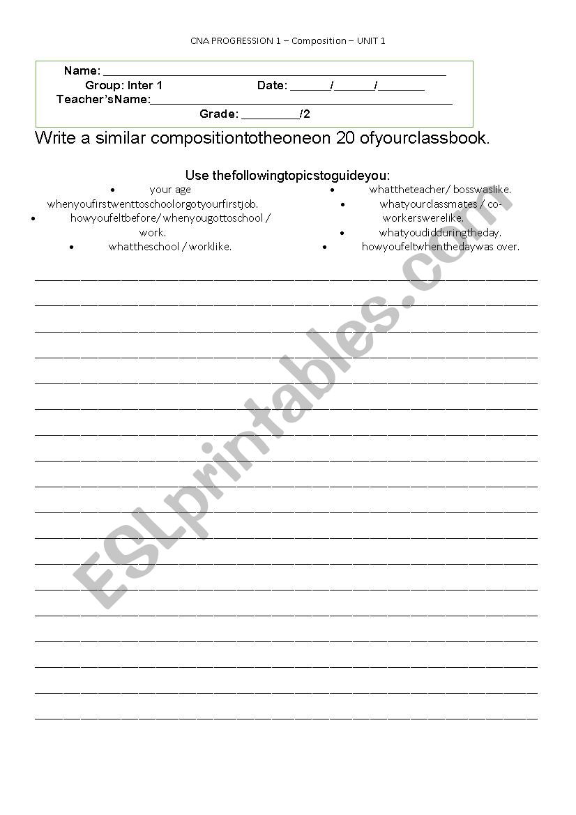 Composition worksheet