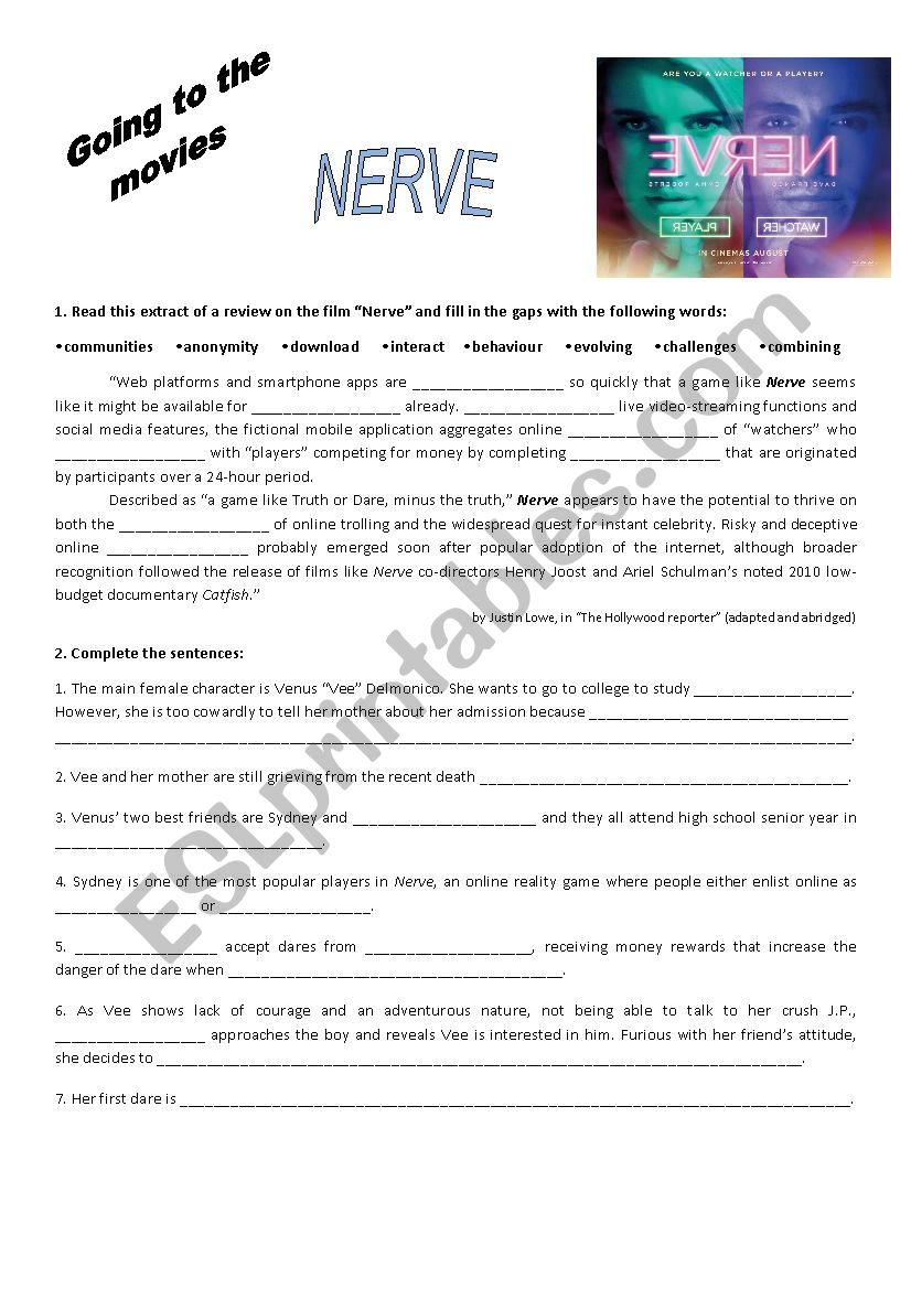 Film Nerve - worksheet worksheet