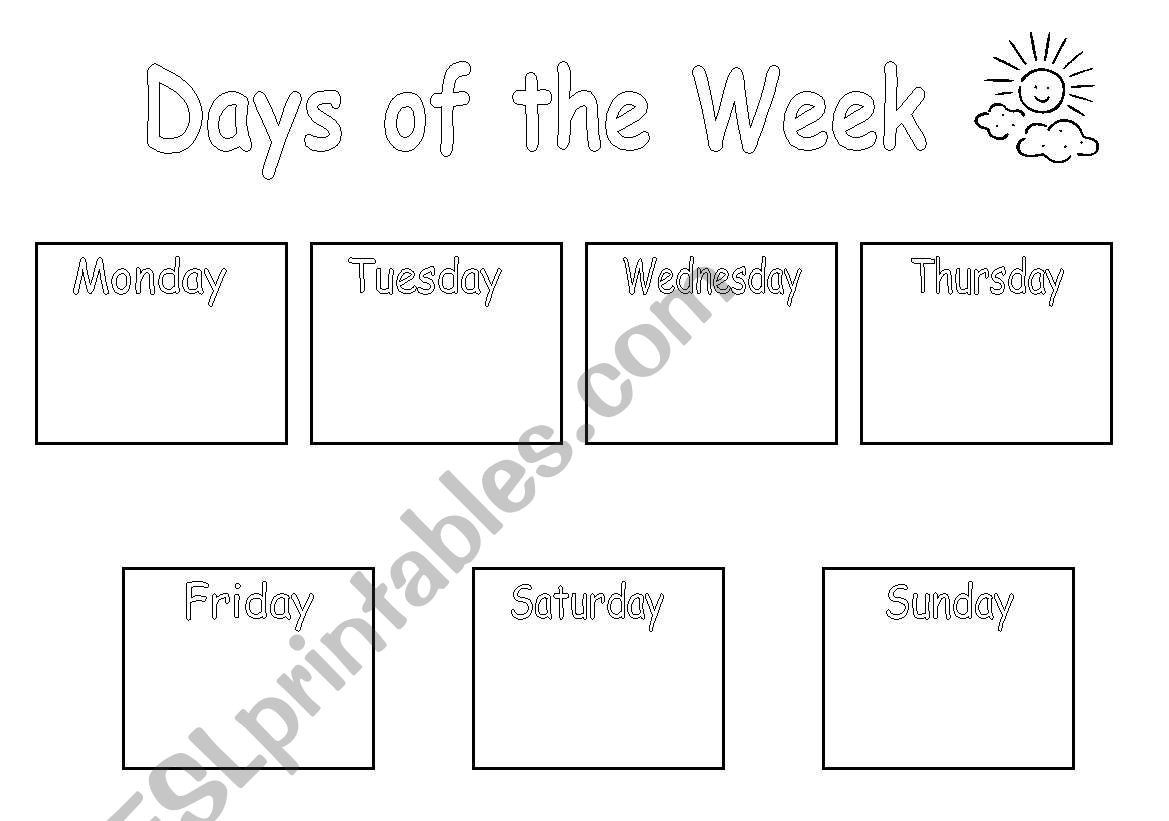 Days of the week worksheet