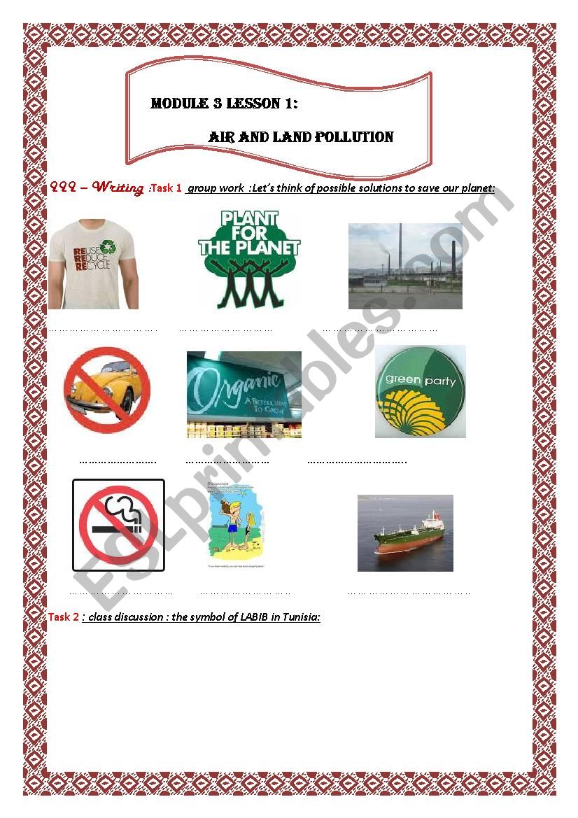 SOLLUTION FOR POLLUTION worksheet