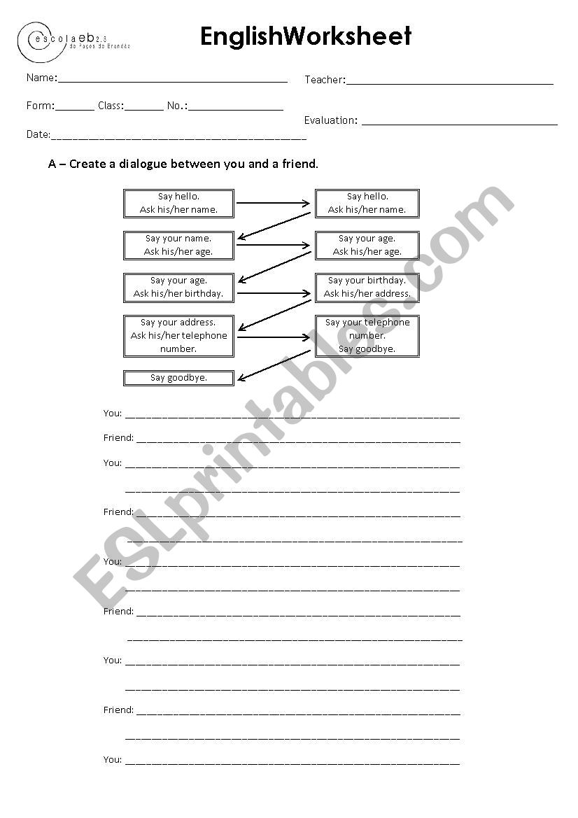 Dialogue worksheet worksheet