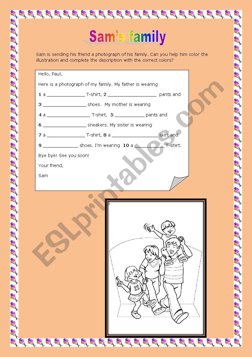 Sams family worksheet