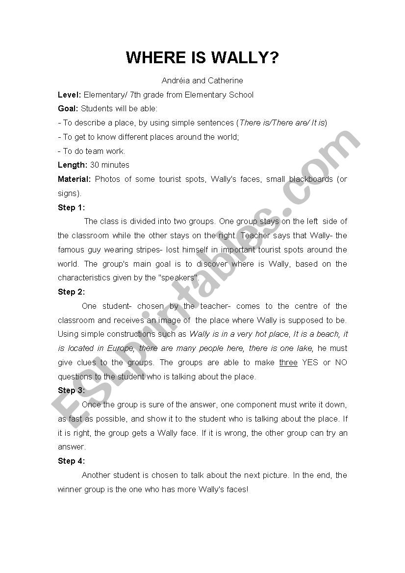 Where is Wally? worksheet