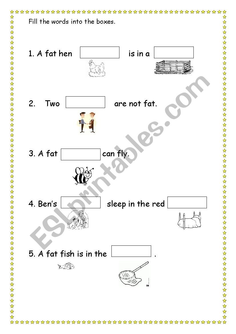 Fill the words with e sound worksheet