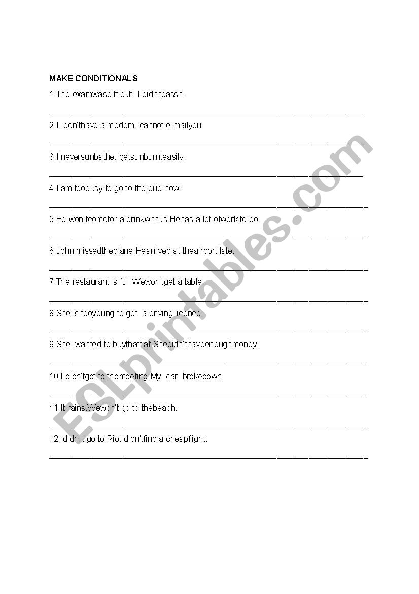 Conditionals & Modals worksheet
