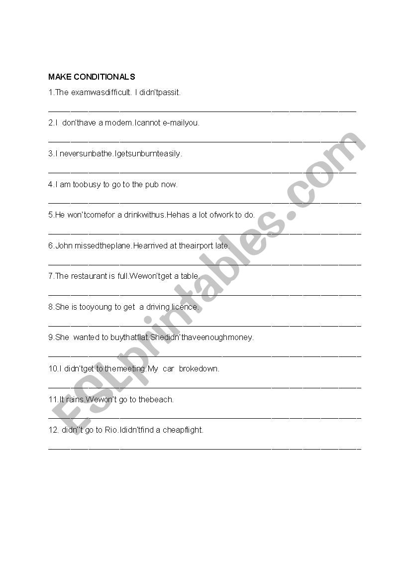 Conditionals & Modals worksheet
