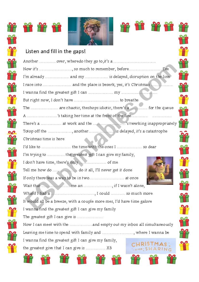 Gap fill exercise SainsburyÂ´s Christmas advert 2016