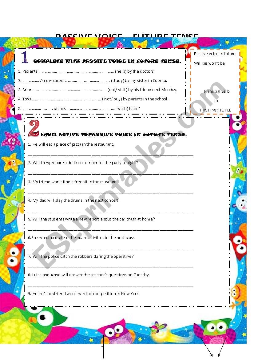 PASSIVE VOICE FUTURE TENSE worksheet