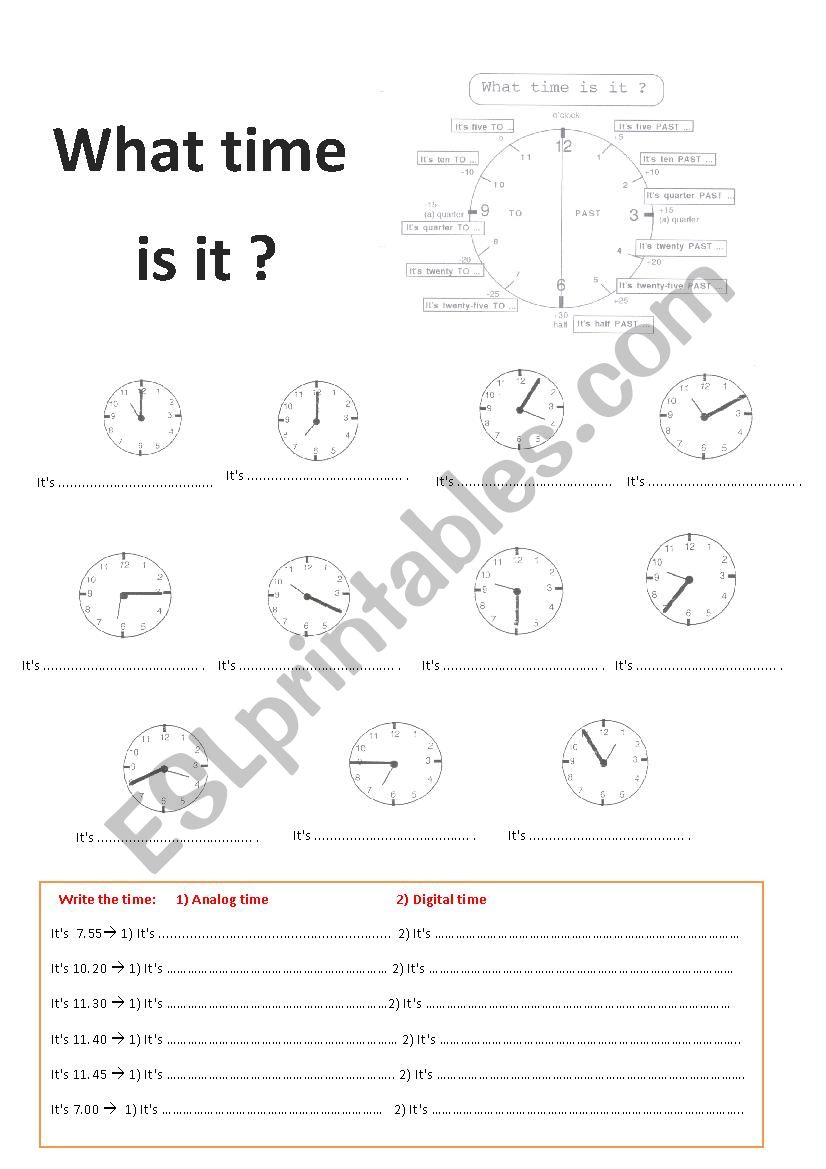 What time is it ? worksheet
