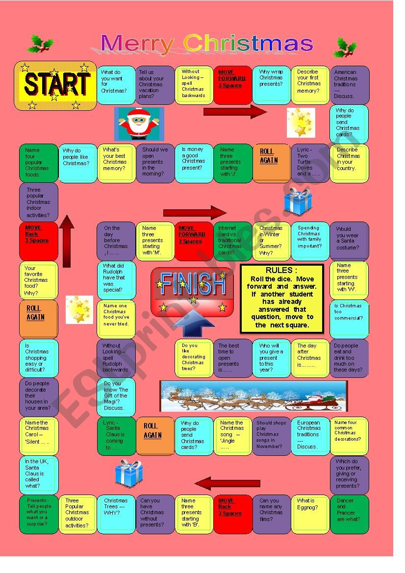 Ultimate Christmas Board Game - ESL worksheet by japanswan