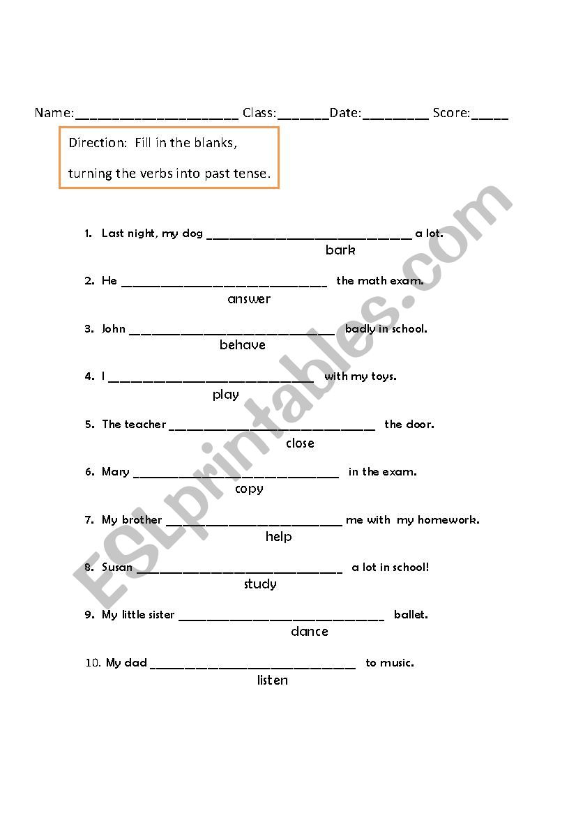 Simple past tense | Low level |