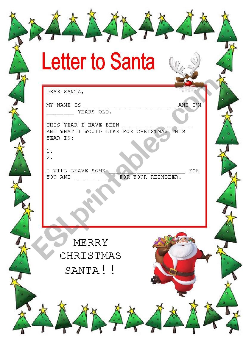 letter to santa worksheet