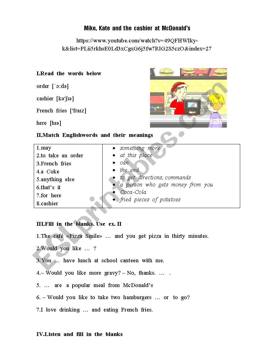 Food worksheet