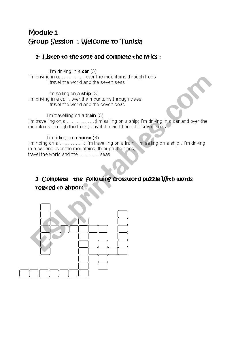 welcome to Tunisia  worksheet