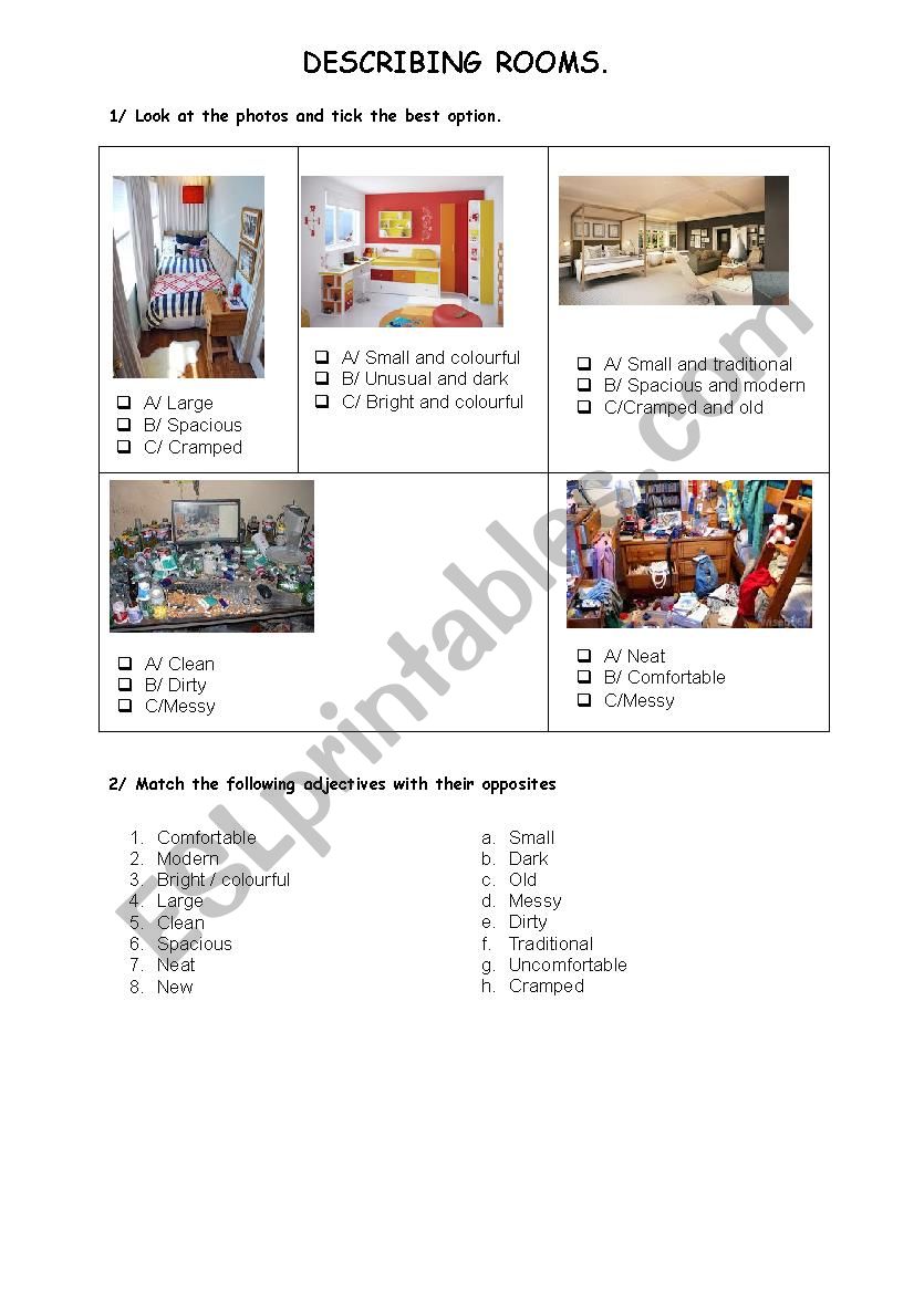 Describing rooms worksheet