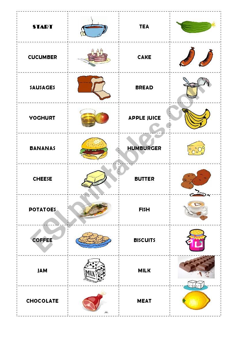 domino food worksheet