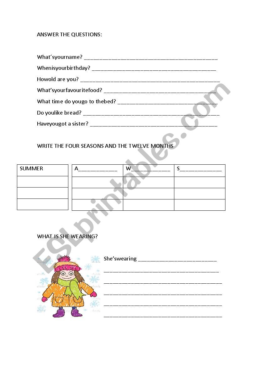 anwers the questions worksheet