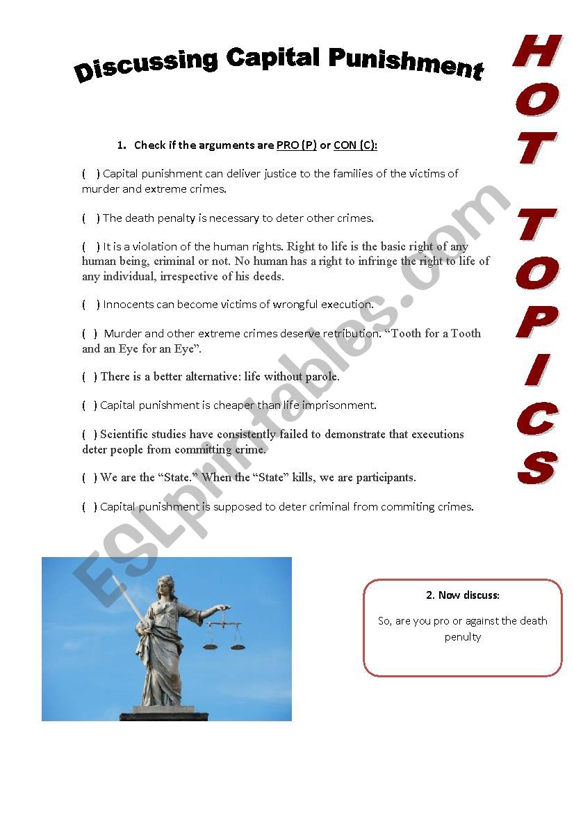 Discussing Capital Punishment worksheet