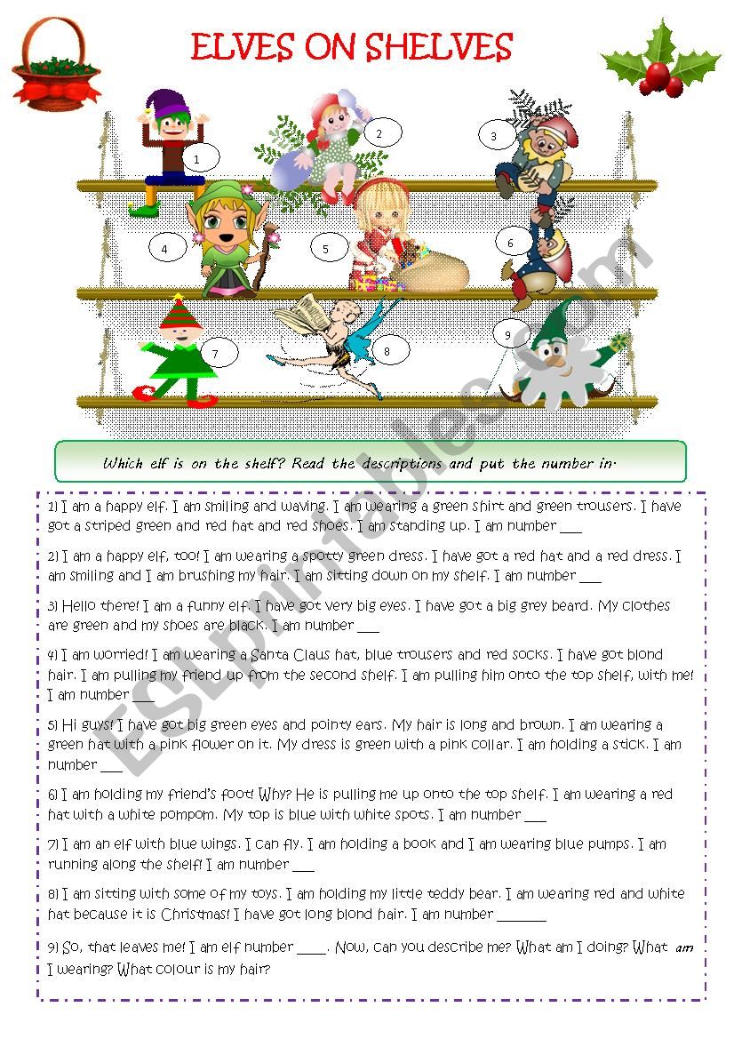 Elves on Shelves worksheet