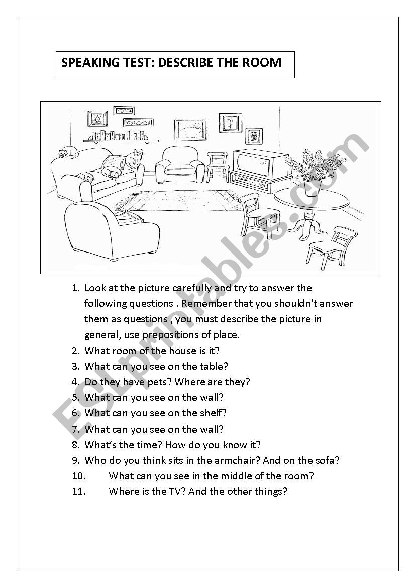 Describe the room / house 1. Speaking test. ( 3 pictures)