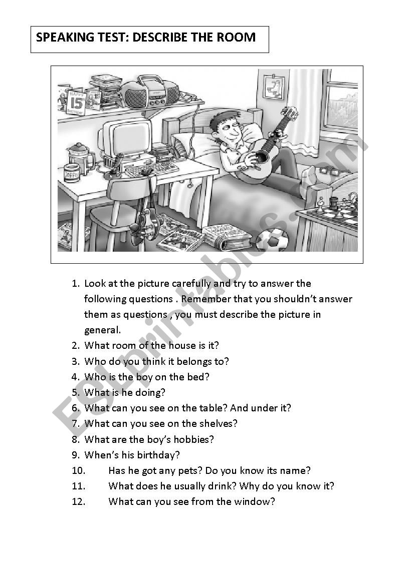 Oral activity. Describe the room. Speaking test 2. ( two pictures)