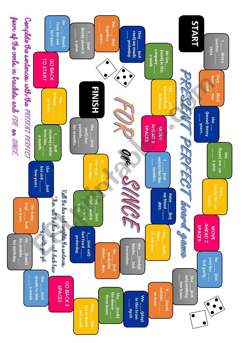 Present Perfect board game (with for and since)