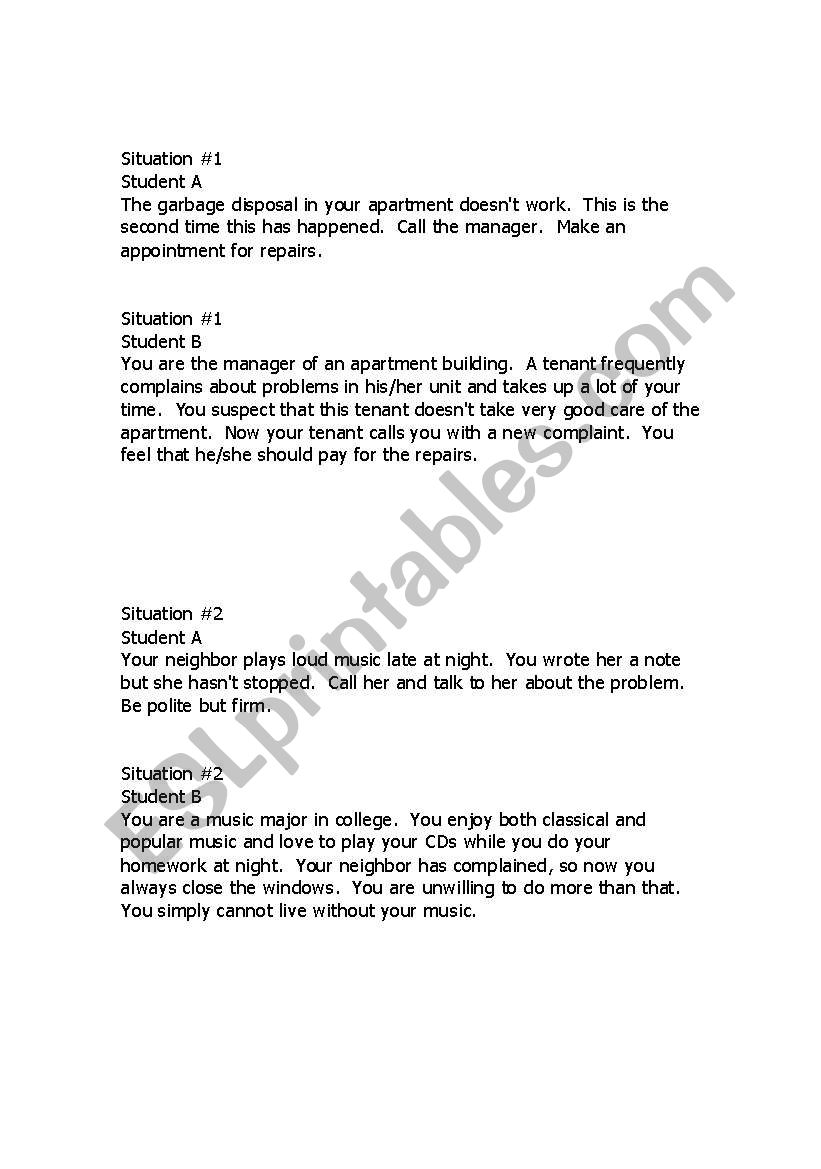 Conversation Role Plays - Making Phone Calls