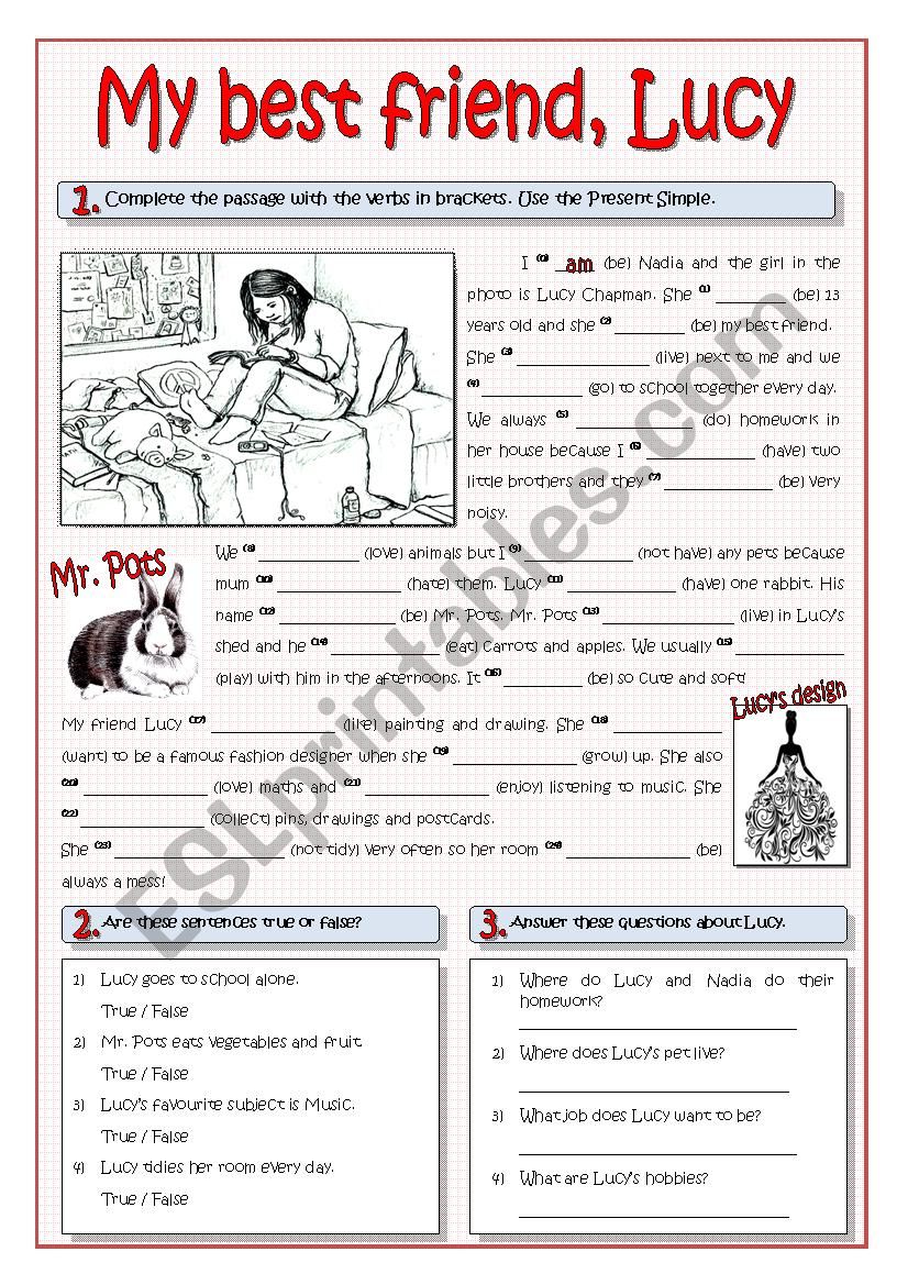 MY BEST FRIEND LUCY worksheet