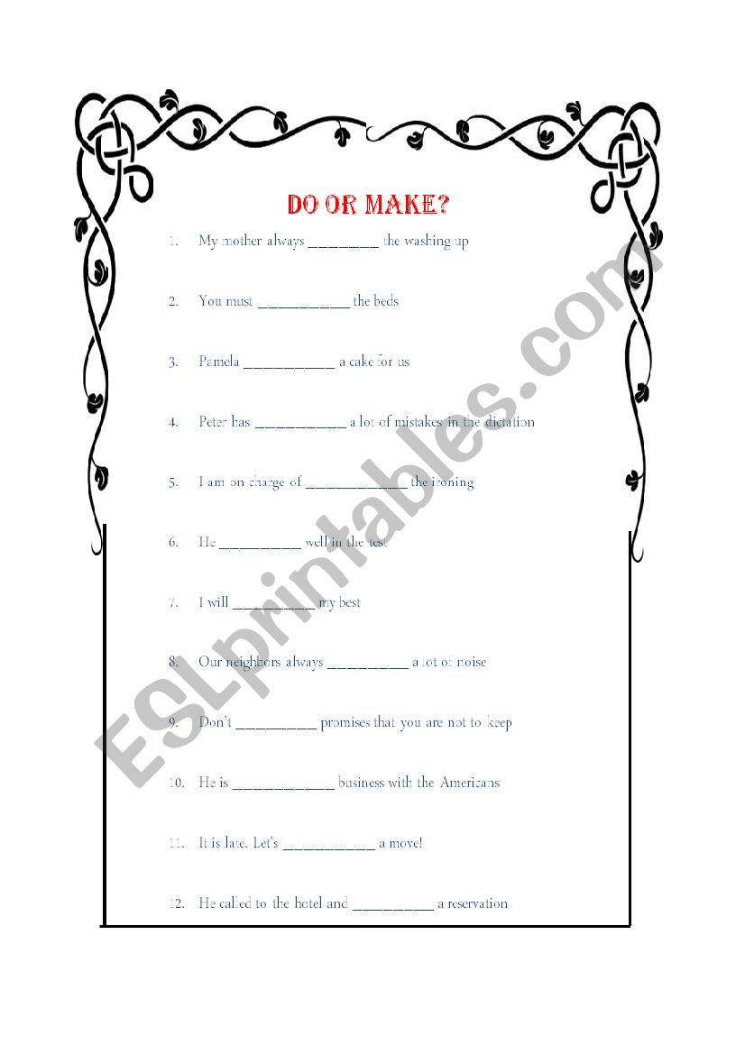 Do or Make? worksheet