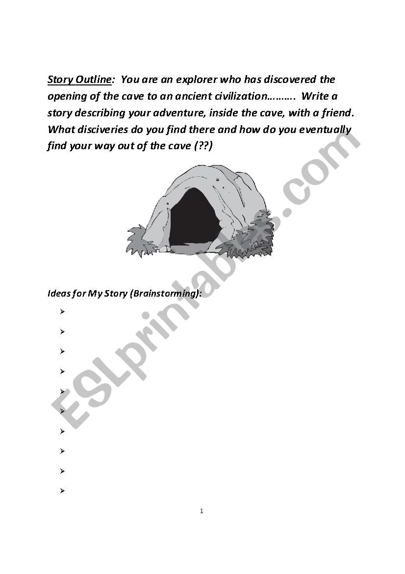 Creative Caver Story Writing worksheet