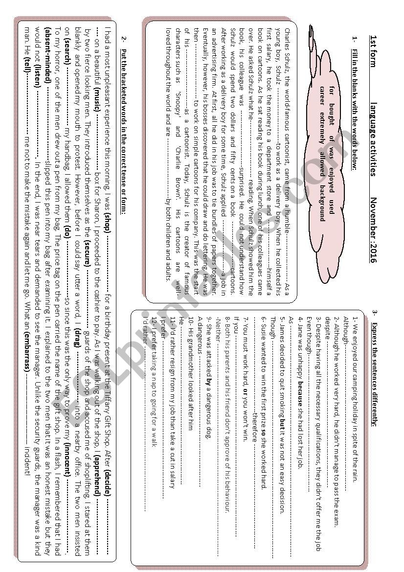 language activities suitable for 1st form Tunisian students