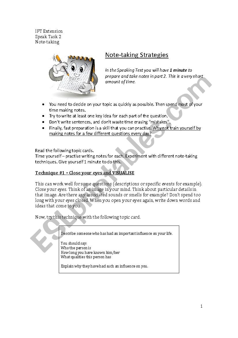 IELTS Note-taking techniques for Speaking Part 2