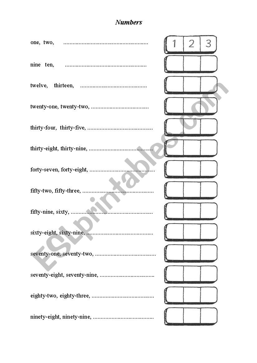 Numbers worksheet