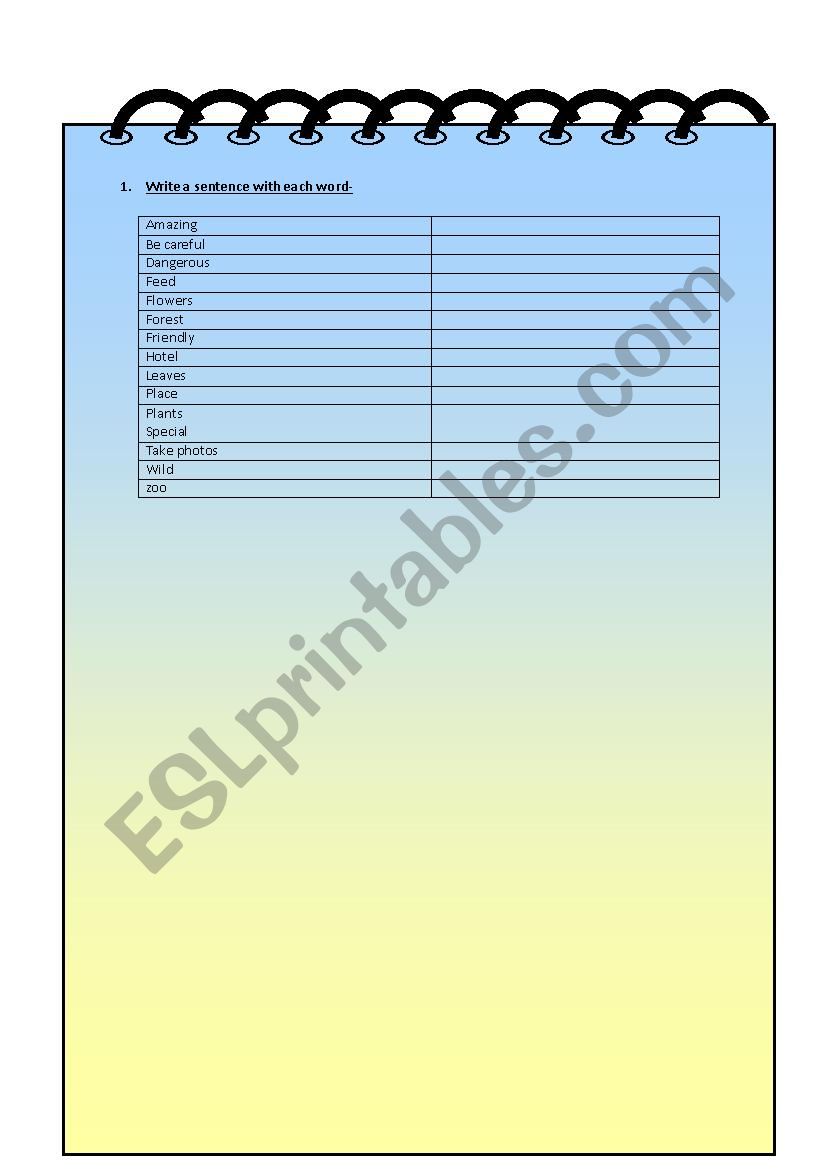 vocabulary + puzzle with new vocabulary + writing + quiz