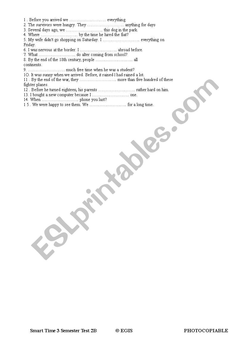 Past simple or past perfect worksheet