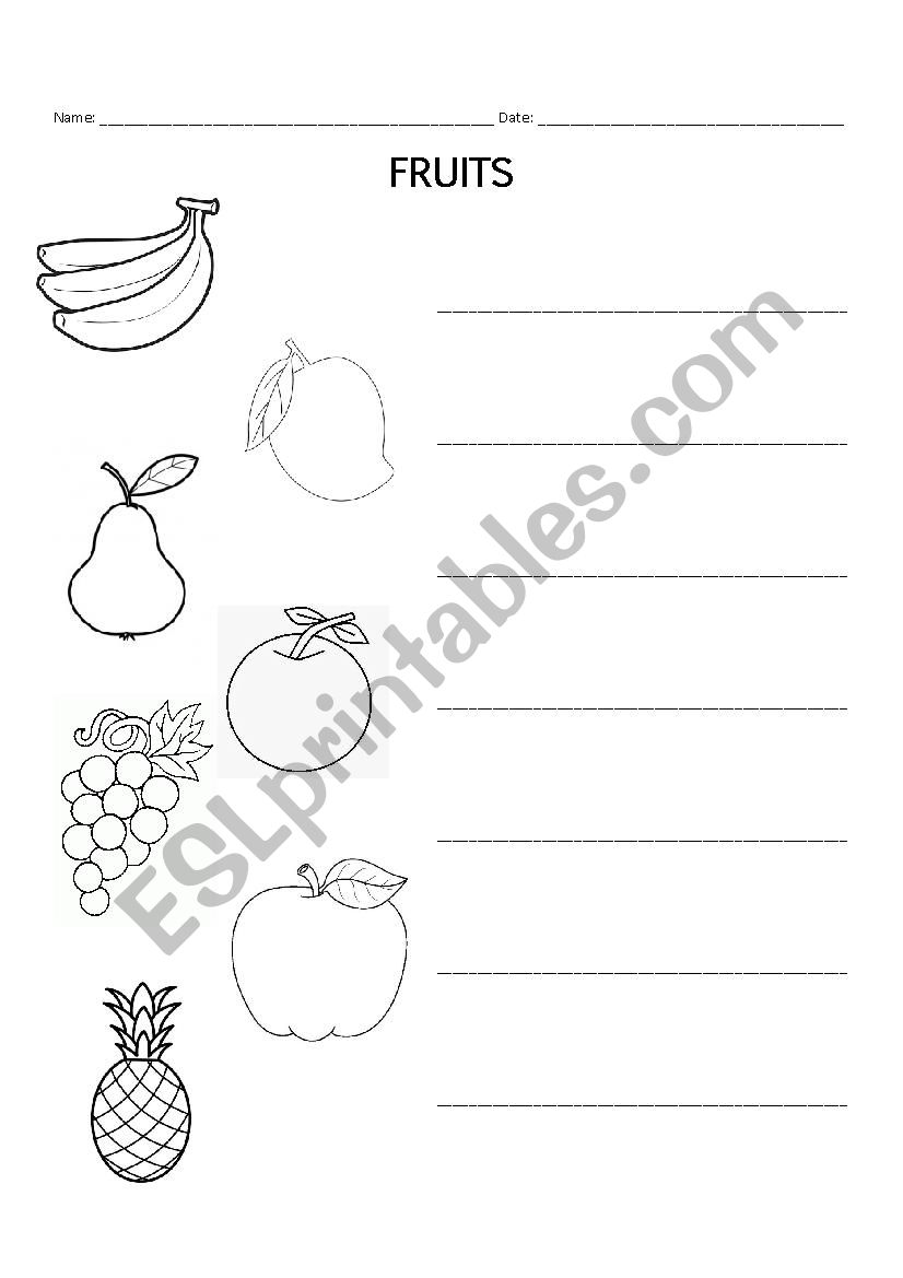 Fruits worksheet