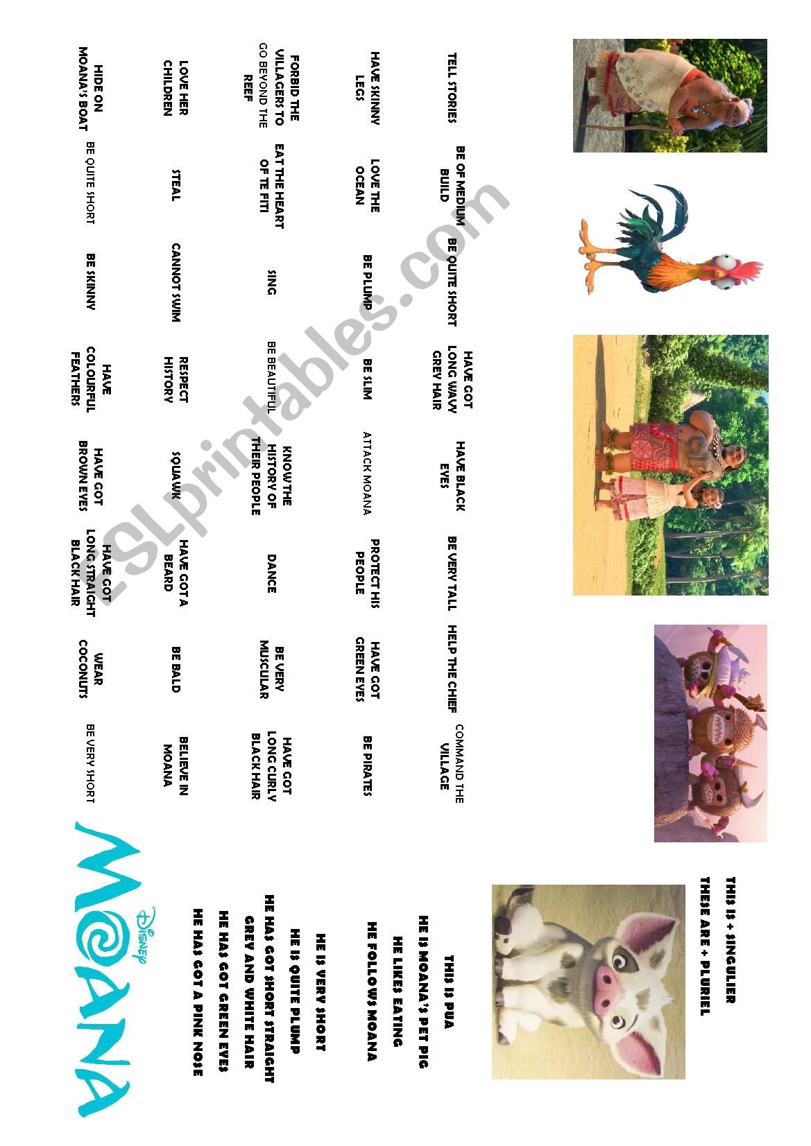 Moana -Vaiana Worksheet 3: describing the character