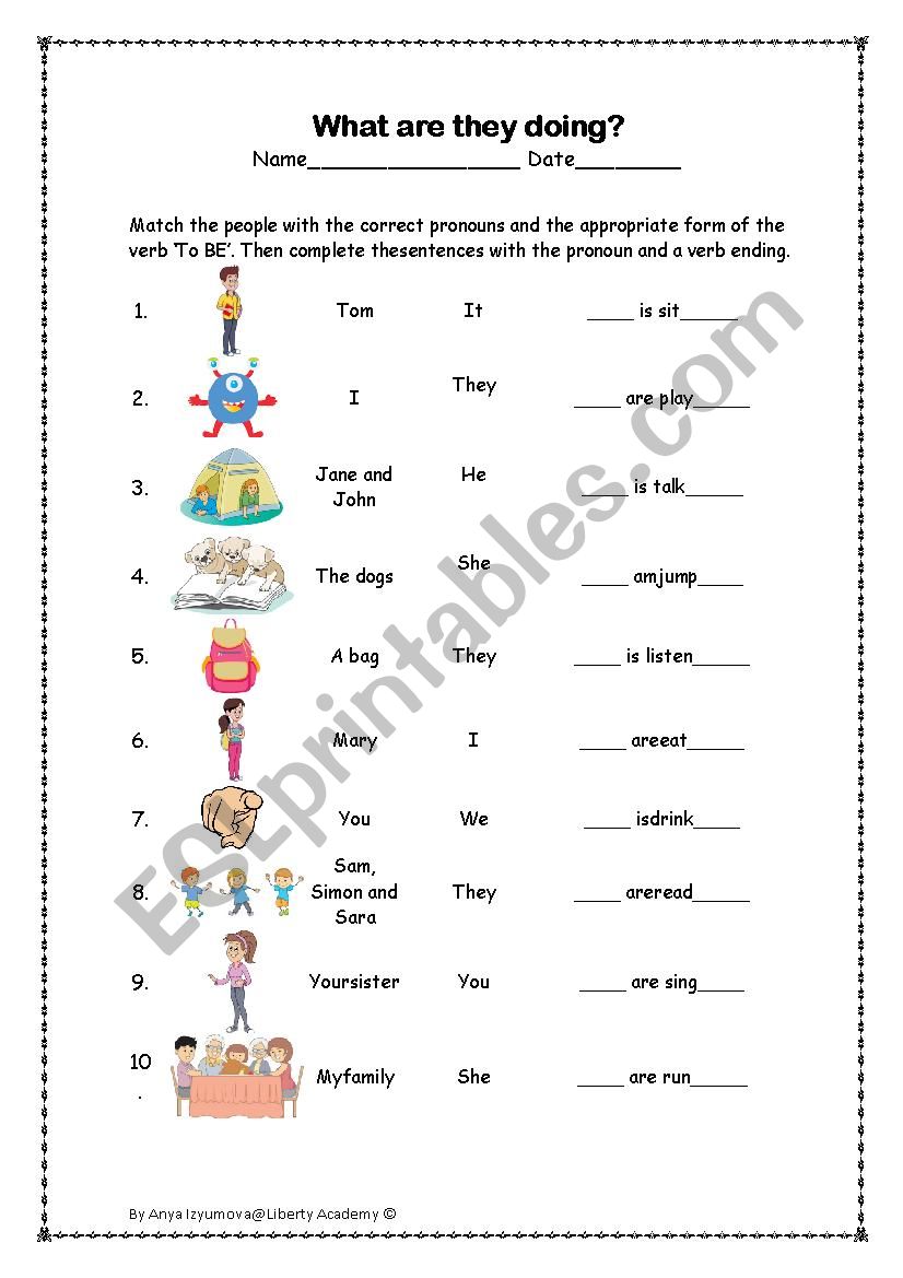 What are they doing? worksheet
