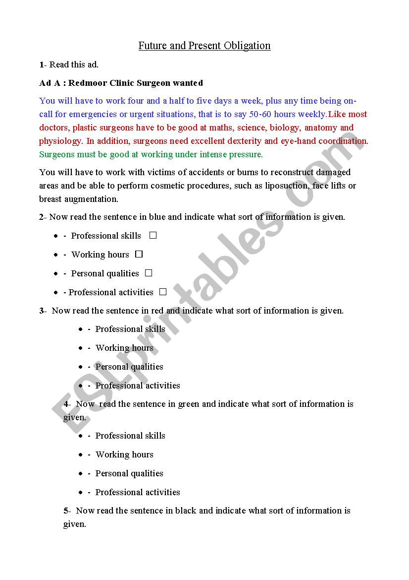 future and present obligation worksheet