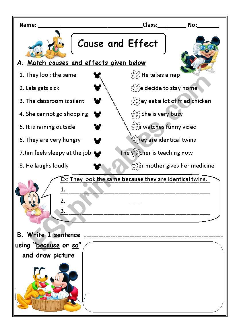 Cause and Effect worksheet