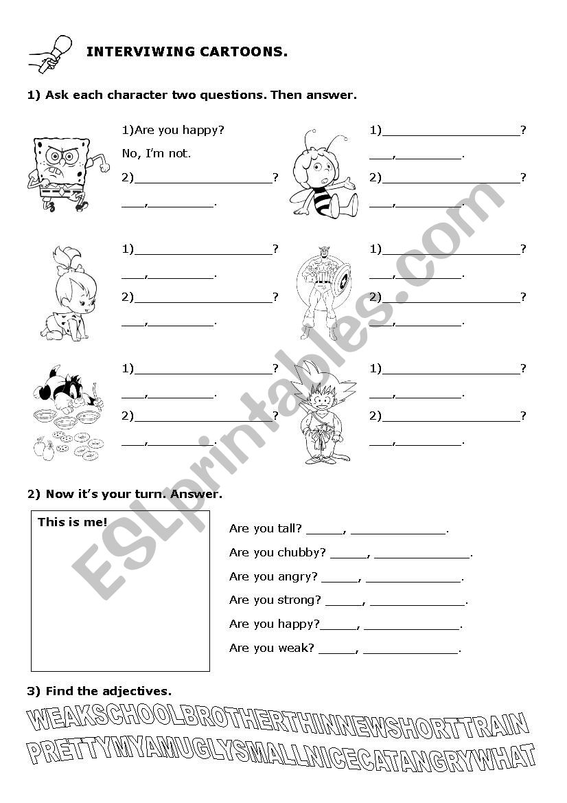 Interviewing cartoons worksheet