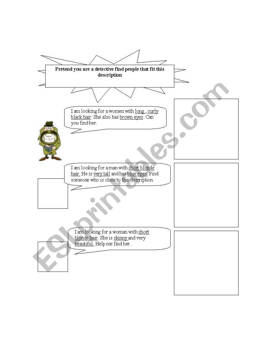 physical descriptions  worksheet