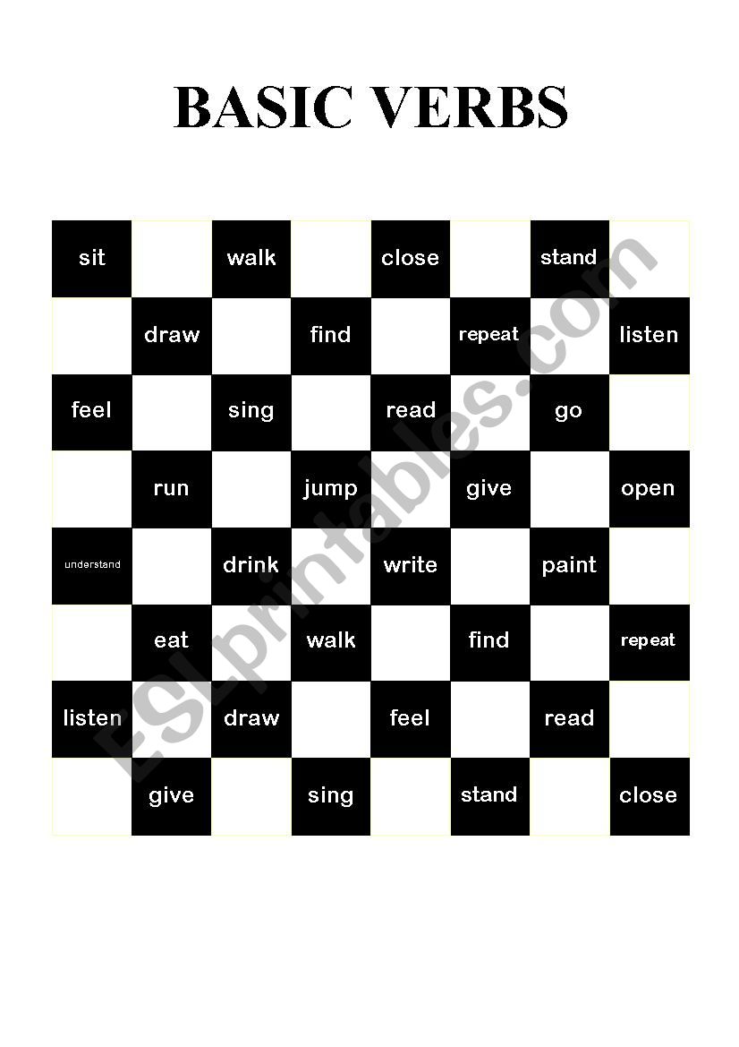 Checkers - basic verbs worksheet